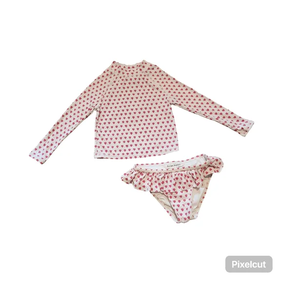 Roller Rabbit Pink Heart Two-Piece Rash Guard Set - Picture 1 of 5